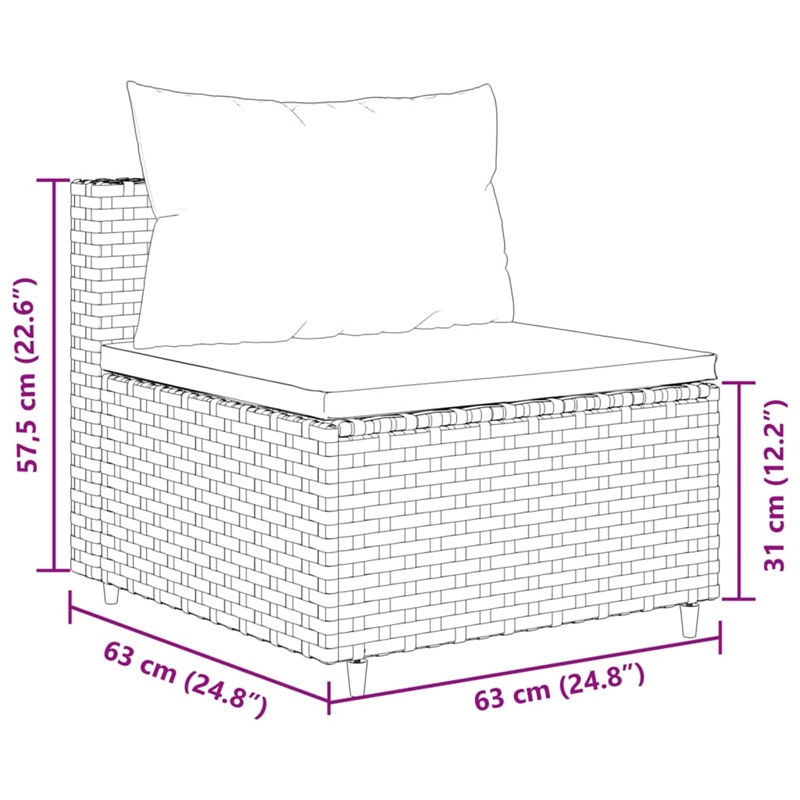 Afuera Living 9 Piece Poly Rattan Large Patio Sofa Set in Gray