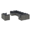 Afuera Living 9 Piece Poly Rattan Large Patio Sofa Set in Gray