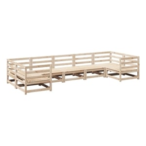 Afuera Living Contemporary 7 Piece Wood Large Sofa Set in Natural