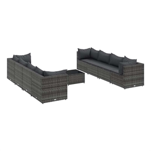 Afuera Living Synthetic Poly Wicker 9 Piece Lounge Set in Gray