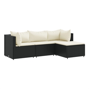 Afuera Living Contemporary 4 Piece Steel Lounge Set in Black/Cream