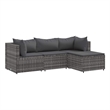 Afuera Living Contemporary 4 Piece Poly Rattan Lounge Set in Gray
