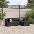 Afuera Living Contemporary 4 Piece Poly Rattan Small Lounge Set in Black