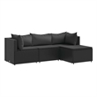 Afuera Living Contemporary 4 Piece Poly Rattan Small Lounge Set in Black