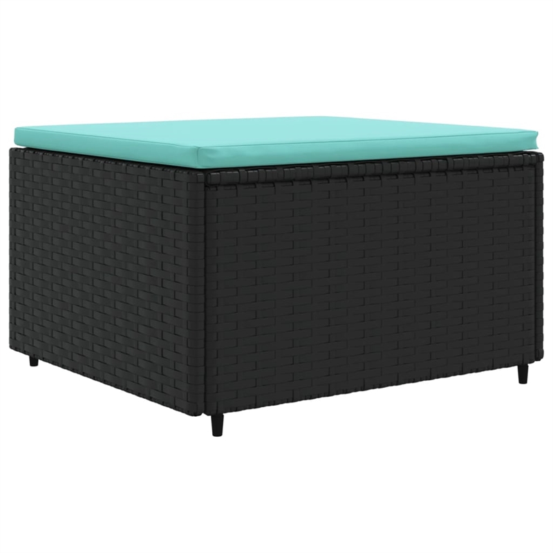 Afuera Living Synthetic Poly Rattan 4 Piece Lounge Set in Black/Blue
