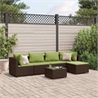 Afuera Living Contemporary 6 Piece Poly Rattan Lounge Set in Brown