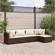 Afuera Living Contemporary 5 Piece Poly Rattan Lounge Set in Brown