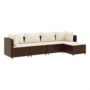 Afuera Living Contemporary 5 Piece Poly Rattan Lounge Set in Brown