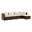 Afuera Living Contemporary 5 Piece Poly Rattan Lounge Set in Brown