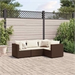 Afuera Living Contemporary 4 Piece Poly Rattan Small Lounge Set in Brown