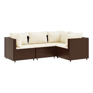 Afuera Living Contemporary 4 Piece Poly Rattan Small Lounge Set in Brown