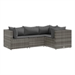 Afuera Living Contemporary 4 Piece Poly Rattan Small Lounge Set in Gray