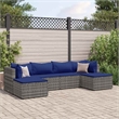 Afuera Living Contemporary 6 Piece Poly Rattan Medium Lounge Set in Gray