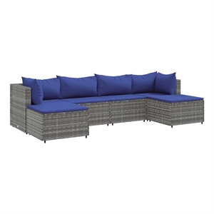 Afuera Living Contemporary 6 Piece Poly Rattan Medium Lounge Set in Gray