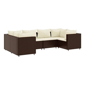 Afuera Living Contemporary 6 Piece Steel Lounge Set in Brown/Cream
