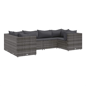 Afuera Living Contemporary 6 Piece Steel Large Lounge Set in Gray