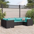 Afuera Living Contemporary 6 Piece Poly Rattan Lounge Set in Black/Blue