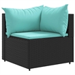 Afuera Living Contemporary 6 Piece Poly Rattan Lounge Set in Black/Blue