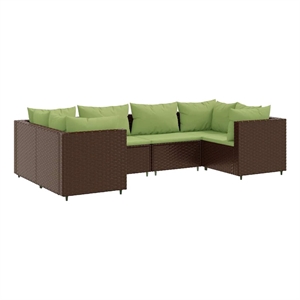 Afuera Living Contemporary 6 Piece Poly Rattan Lounge Set in Brown