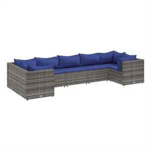 Afuera Living Contemporary 7 Piece Steel Small Lounge Set in Gray