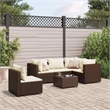 Afuera Living Contemporary 6 Piece Poly Rattan Lounge Set in Brown/Cream