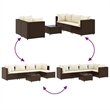 Afuera Living Contemporary 6 Piece Poly Rattan Lounge Set in Brown/Cream