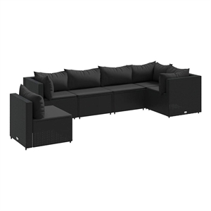 Afuera Living Contemporary 6 Piece Steel Lounge Set in Black