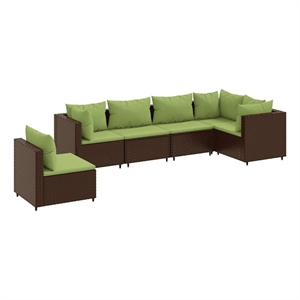 Afuera Living Contemporary 6 Piece Steel Medium Lounge Set in Brown