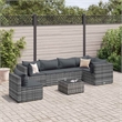 Afuera Living Contemporary 7 Piece Poly Rattan Lounge Set in Gray