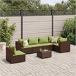 Afuera Living Contemporary Synthetic Poly Rattan  Lounge Set in Green/Brown