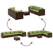 Afuera Living Contemporary Synthetic Poly Rattan  Lounge Set in Green/Brown