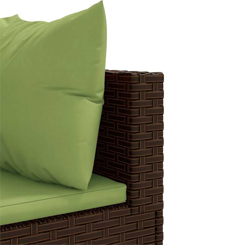 Afuera Living Contemporary Synthetic Poly Rattan  Lounge Set in Green/Brown