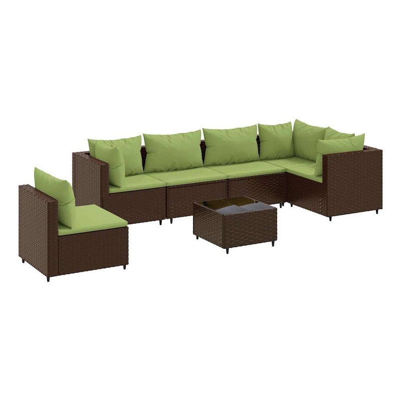 Afuera Living Contemporary Synthetic Poly Rattan  Lounge Set in Green/Brown