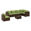 Afuera Living Contemporary Synthetic Poly Rattan  Lounge Set in Green/Brown