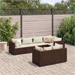 Afuera Living 7 Piece Poly Rattan Large Lounge Set in Brown/Cream