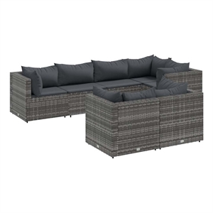 Afuera Living 7 Piece Poly Rattan Small Lounge Set in Gray/Anthracite