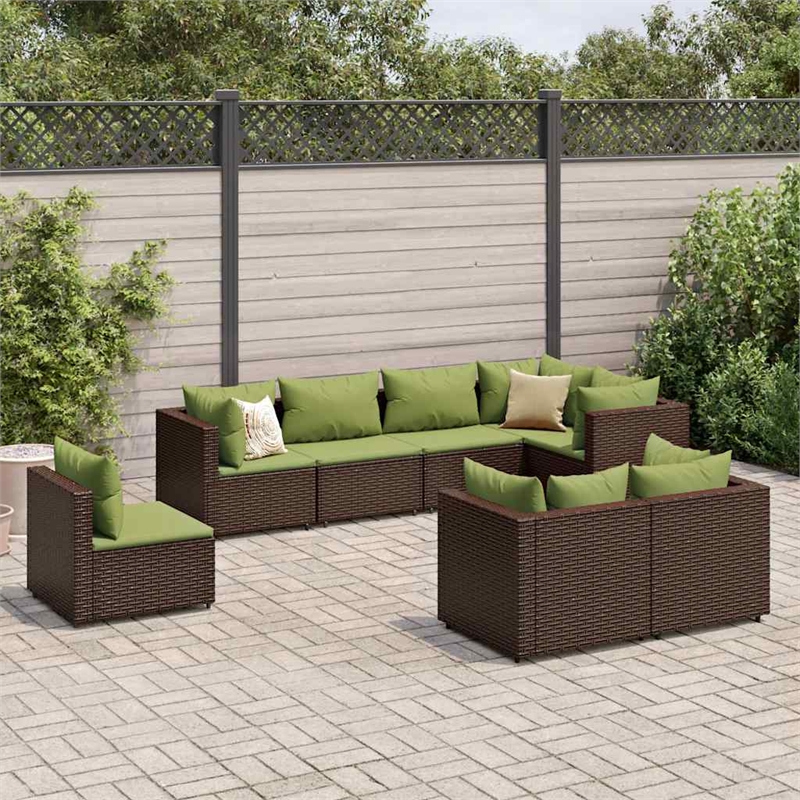 Afuera Living Contemporary 8 Piece Poly Rattan Lounge Set in Brown