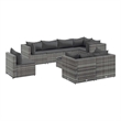 Afuera Living Contemporary Synthetic Poly Rattan 9 Piece Lounge Set in Gray