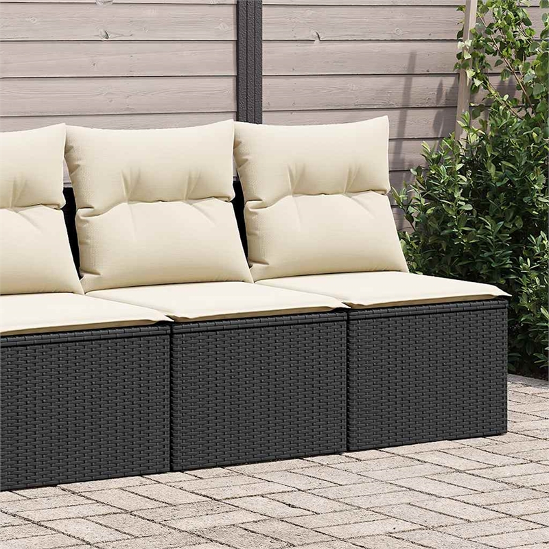 Afuera Living Contemporary 2 Piece Poly Rattan Sofa Set in Black/Cream