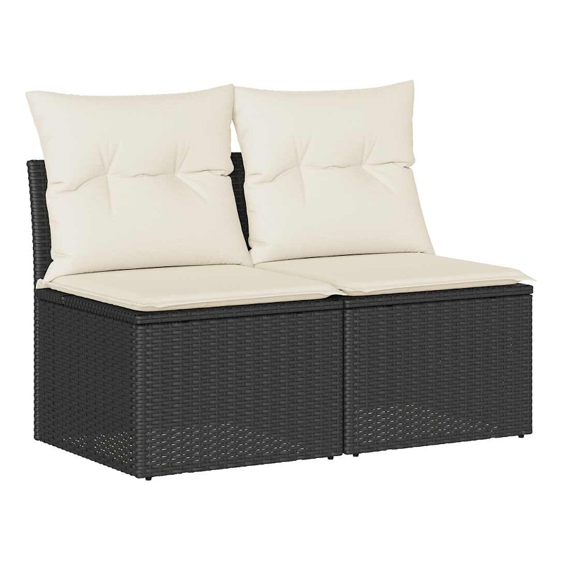 Afuera Living Contemporary 2 Piece Poly Rattan Sofa Set in Black/Cream
