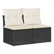 Afuera Living Contemporary 2 Piece Poly Rattan Sofa Set in Black/Cream