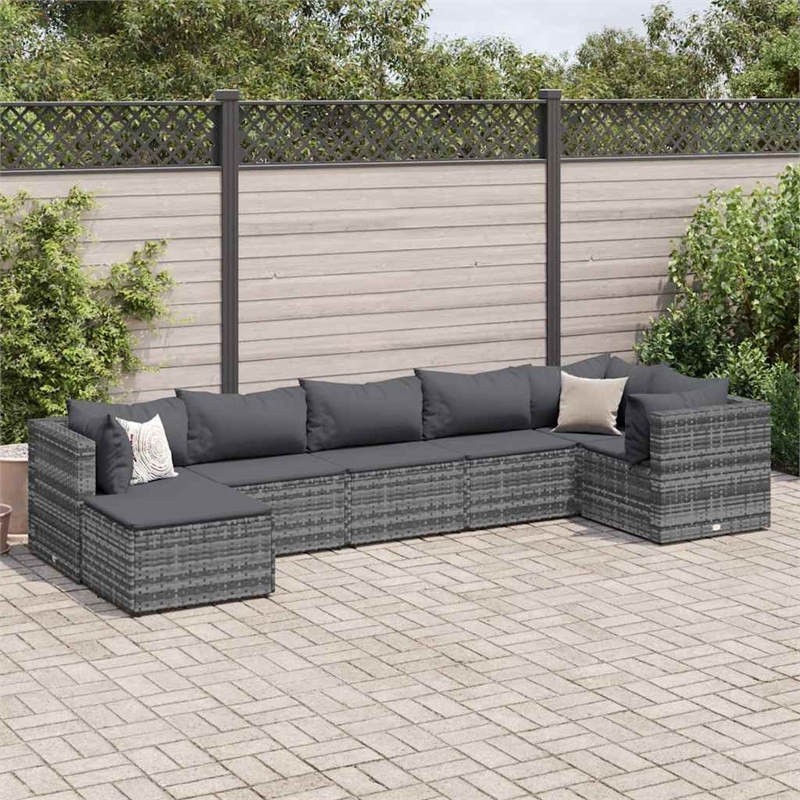 Afuera Living 7 Piece Poly Rattan Lounge Set in Gray/Anthracite