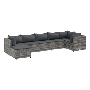 Afuera Living 7 Piece Poly Rattan Lounge Set in Gray/Anthracite