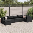 Afuera Living Contemporary 7 Piece Poly Rattan Lounge Set in Black