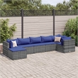 Afuera Living Contemporary 7 Piece Poly Rattan Lounge Set in Gray