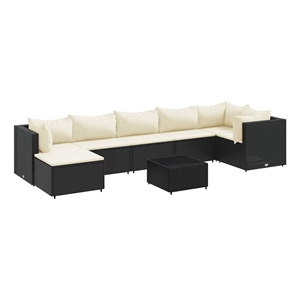 Afuera Living Contemporary 8 Piece Lounge Set in Black/Cream