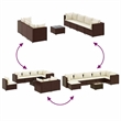 Afuera Living 8 Piece Poly Rattan Large Lounge Set in Brown/Cream