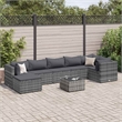 Afuera Living Contemporary 8 Piece Poly Rattan Lounge Set in Gray