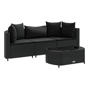 Afuera Living Contemporary 4 Piece Steel Patio Sofa Set in Black