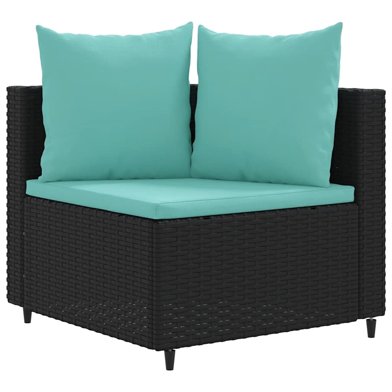 Afuera Living 4 Piece Poly Rattan Small Patio Sofa Set in Black/Blue